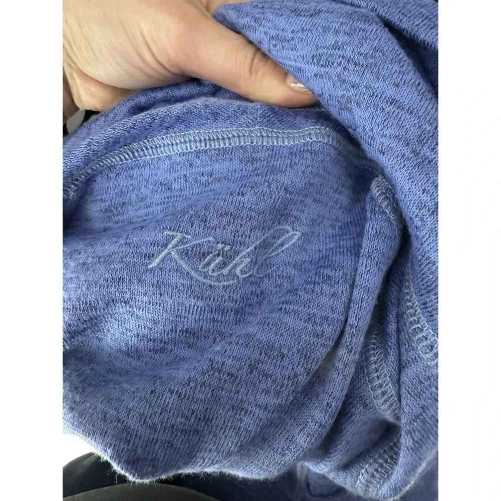 KUHL M Women "Lea" Blue Purple Cowl Neck Tie Knit Pullover Kangaroo Pocket - Picture 13 of 14